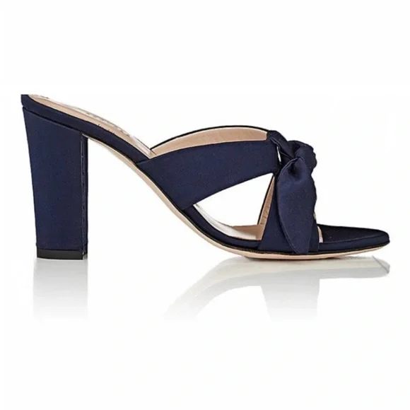 Barneys New York Silk Sandals from Italy in Navy. Size 39, 3.5” Heel. New! - Picture 5 of 13